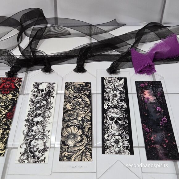 New, Set Of 6 Bookmarks W/ribbons, Ready For Gifting, Stocking Stuffers GOTHIC - Picture 2 of 11